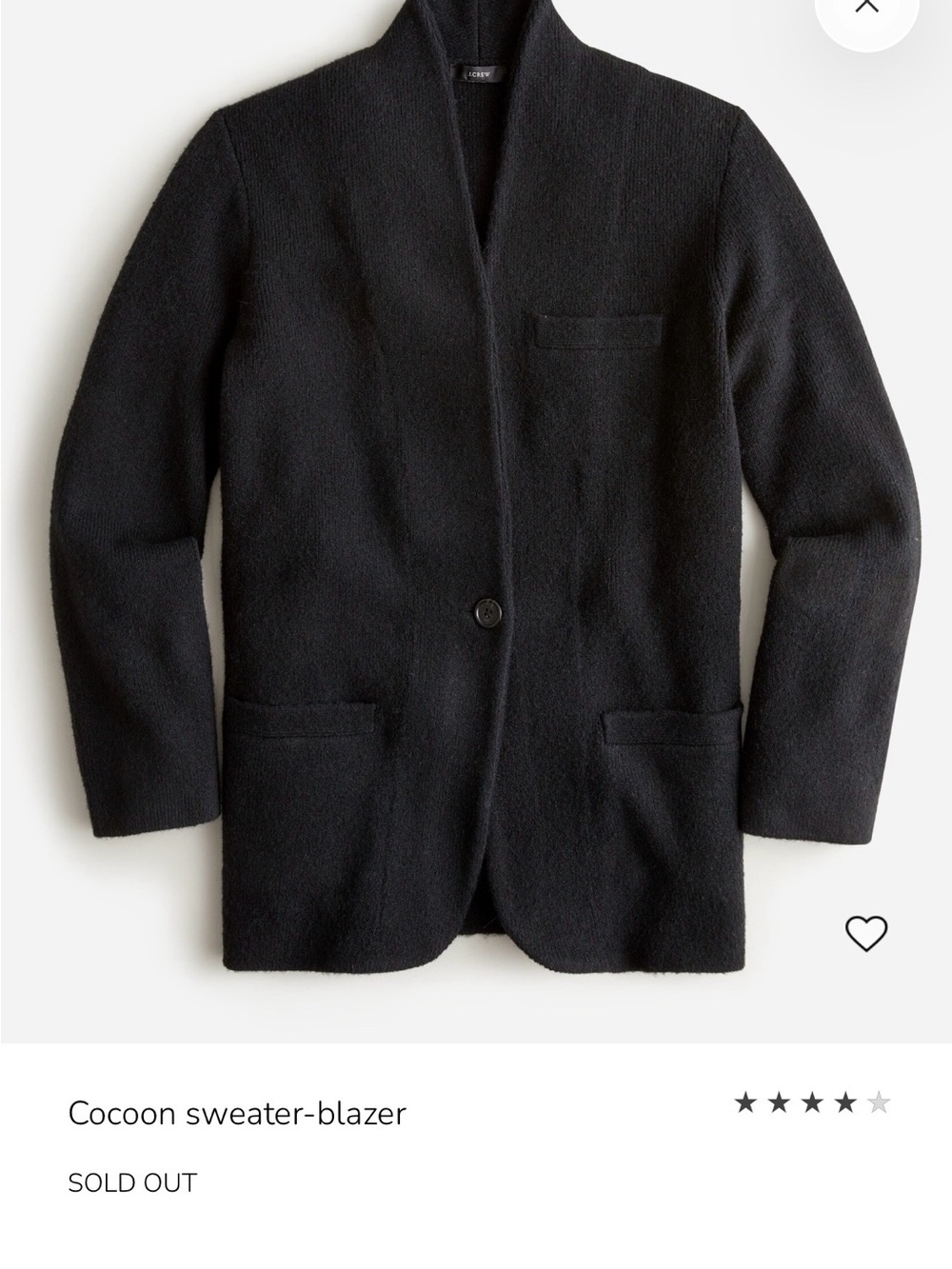 J. Crew Black Cocoon Sweater-Blazer